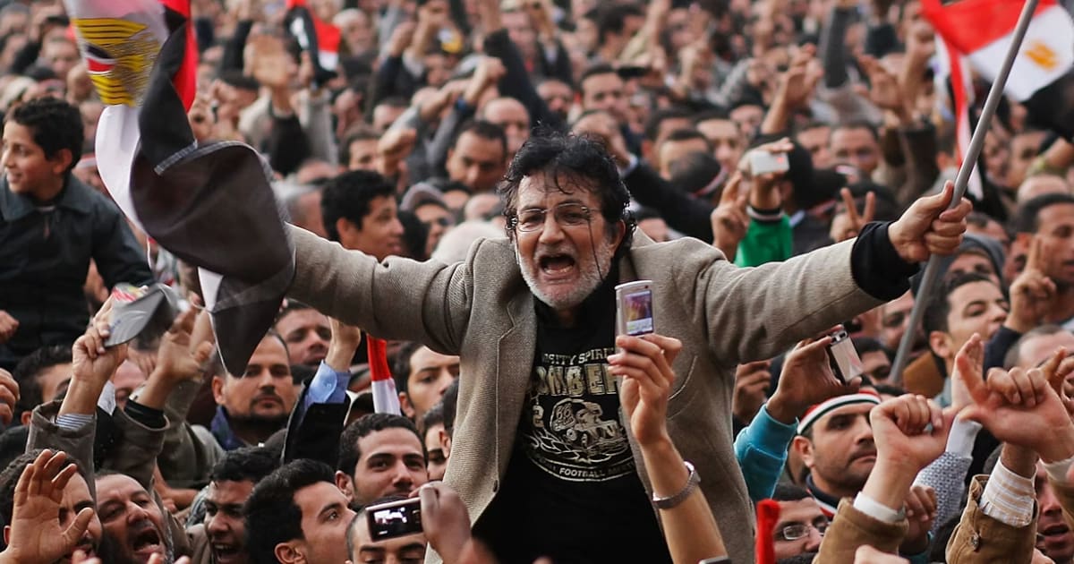 The crowd in Tahrir Square in Cairo just before a speech by Egyptian President Hosni Mubarak on Feb. 10, 2011. Photo by Chris Hondros/Getty News Images